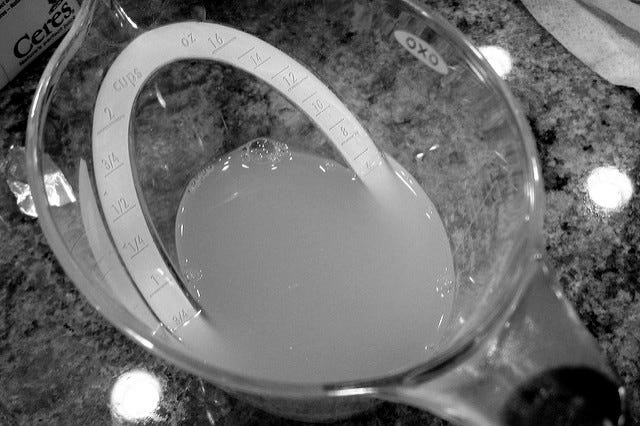 Overhead view of Oxo measuring cup