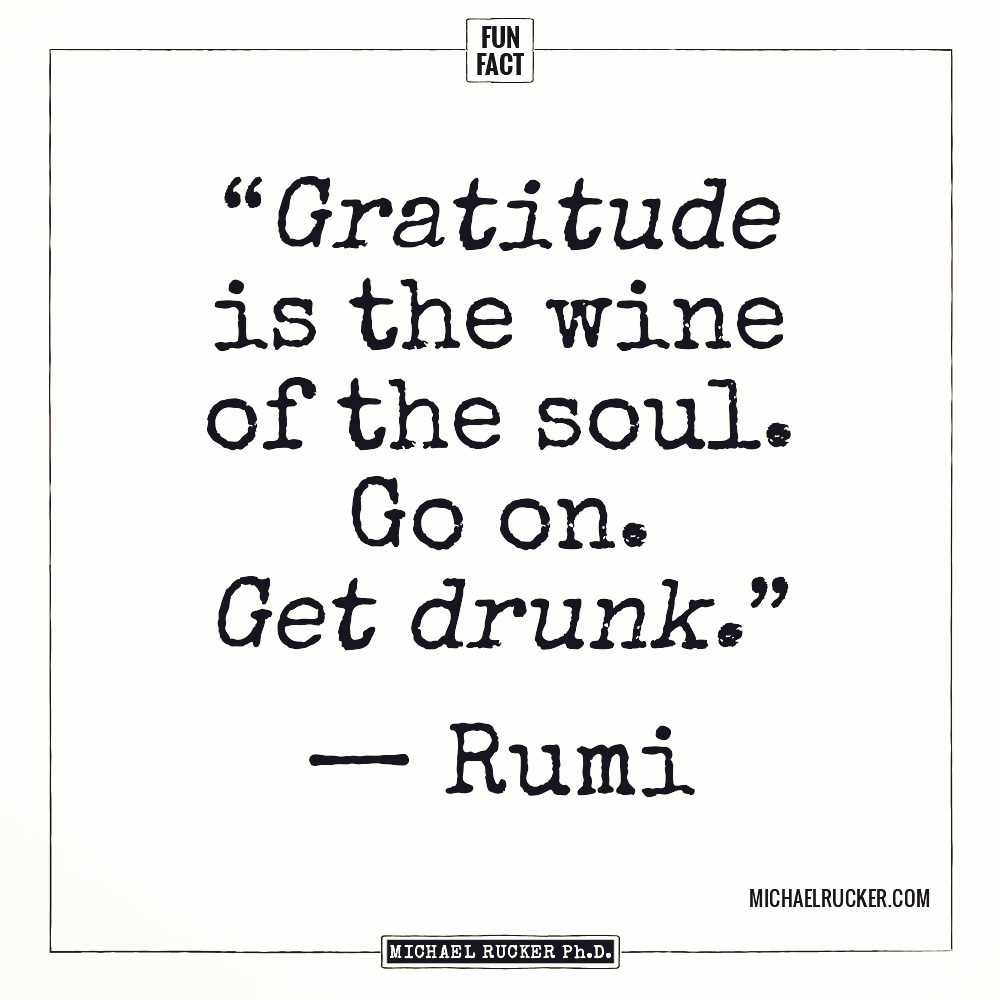 Gratitude is the wine of the soul. Go on. Get drunk.