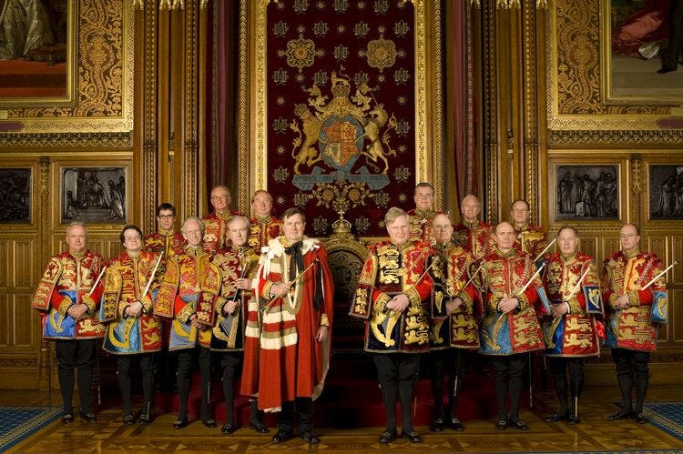 The Earl Marshall, The Garter King of Arms, and the College of Heralds in  the Robing Room of the House of Lords, after th… | Heraldry, British  history, British army