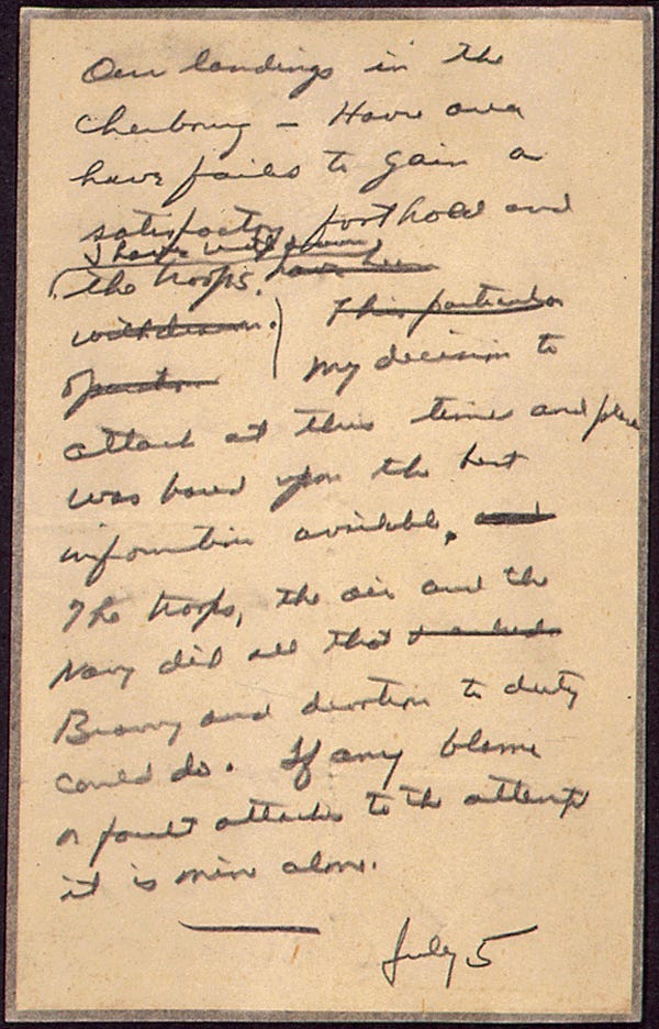 Eisenhower in case of failure letter
