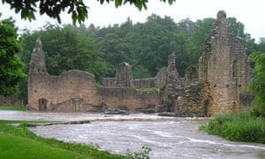 Flooding at Fountains Abbey, North Yorkshire, in 2007.