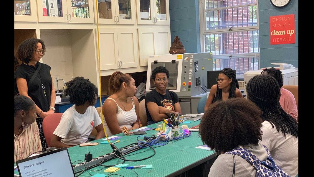 A group of Spelman College students participate in a September 2019 innovation workshop. The college will be part of a partnership, which is being funded by a $10 million Bank of America grant, to help aspiring Black entrepreneurs. PHOTO CREDIT: Spelman College.