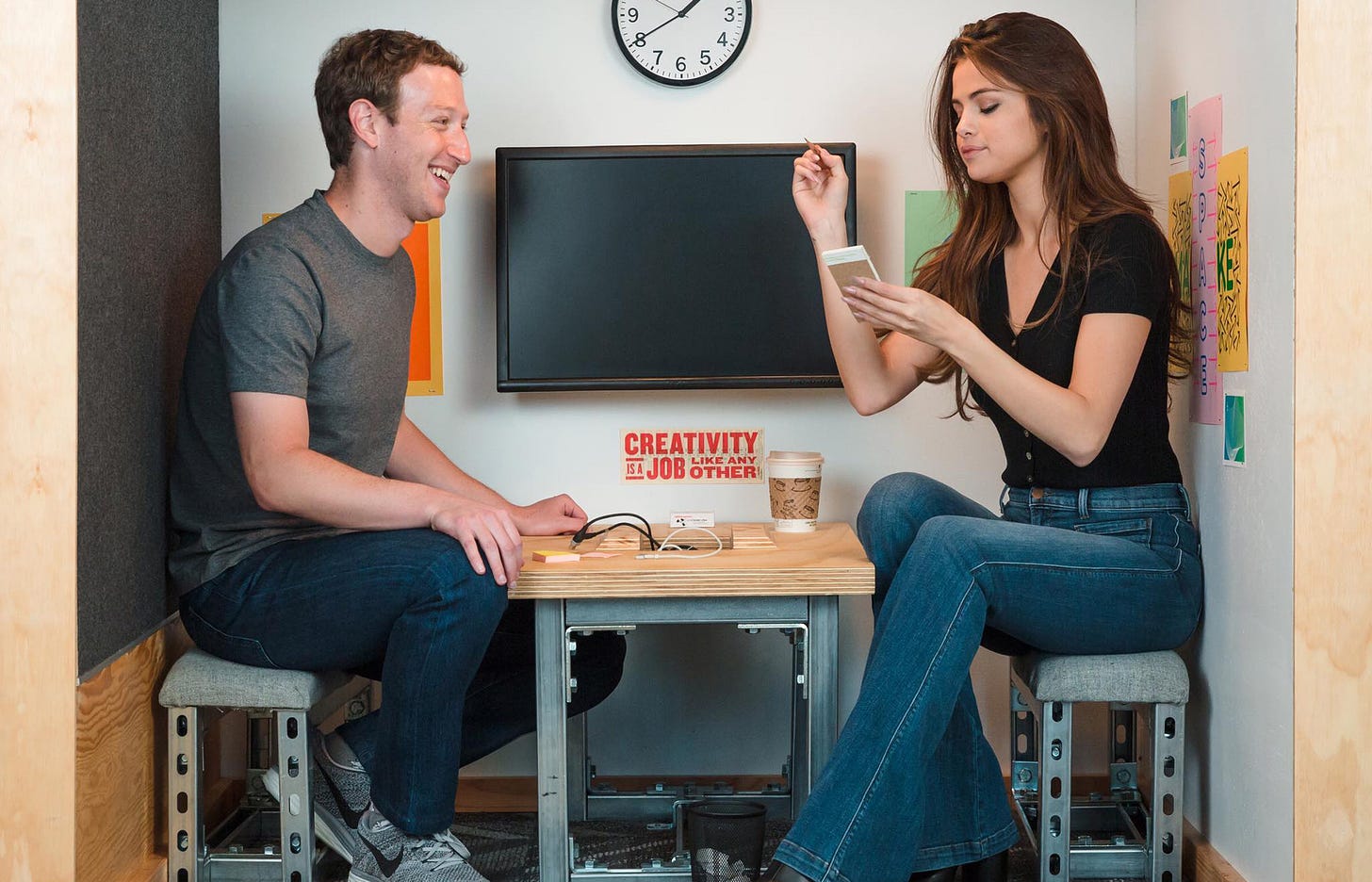 Big stars, small room: Selena Gomez and Mark Zuckerberg have mystery meeting  in miniature room | Marie Claire Australia