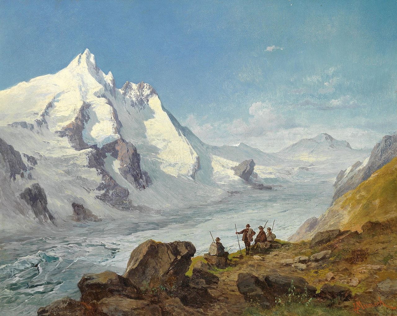 Leopold Munsch - Group of mountain climbers beside.jpg