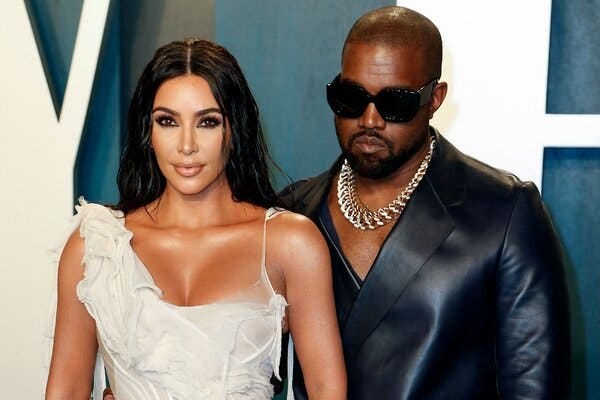 Kim Kardashian West and Kanye West at Vanity Fair’s 2020 Oscars after-party.