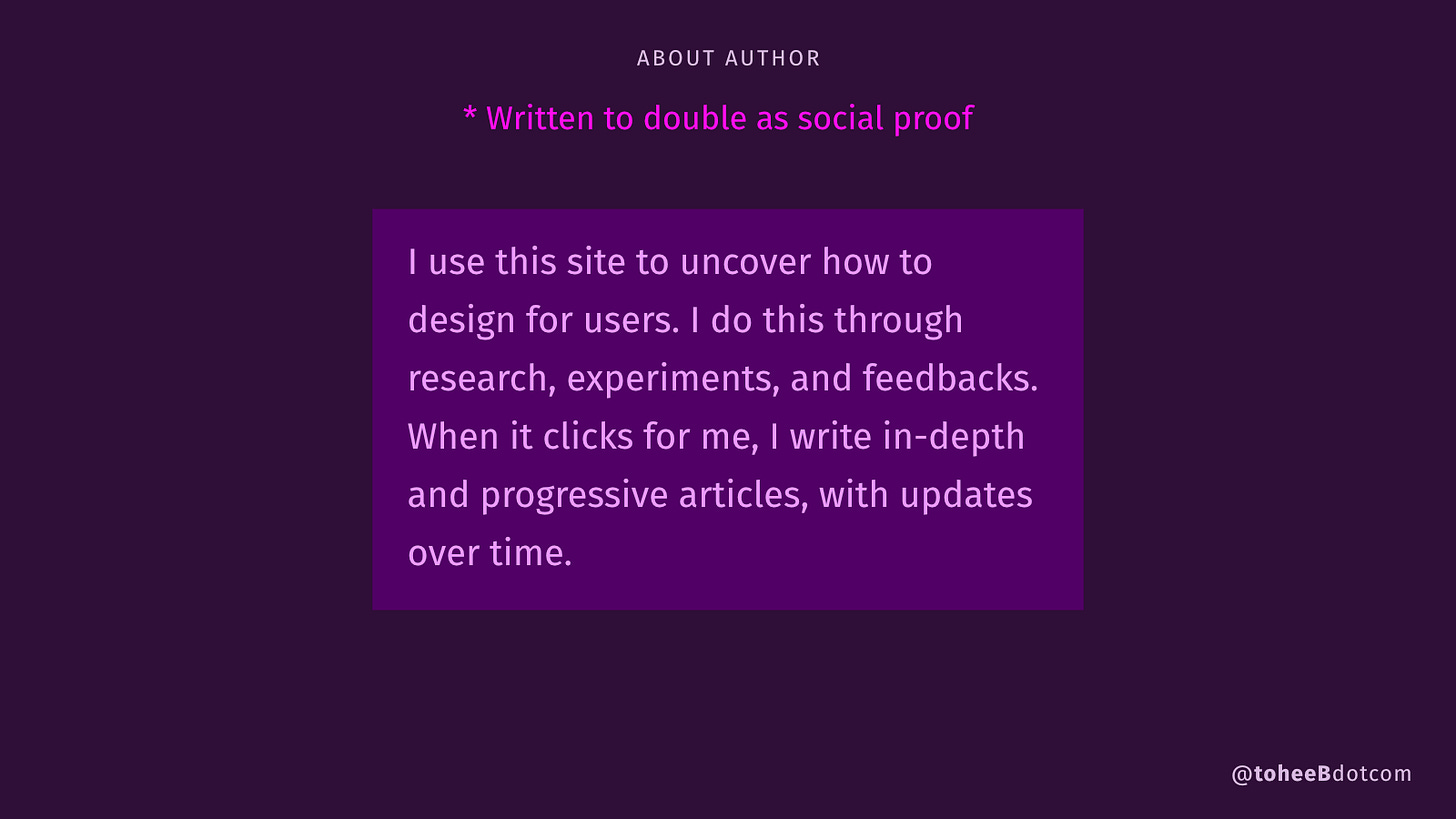 An illustration annotating the About Author Info which doubles as a social proof.
