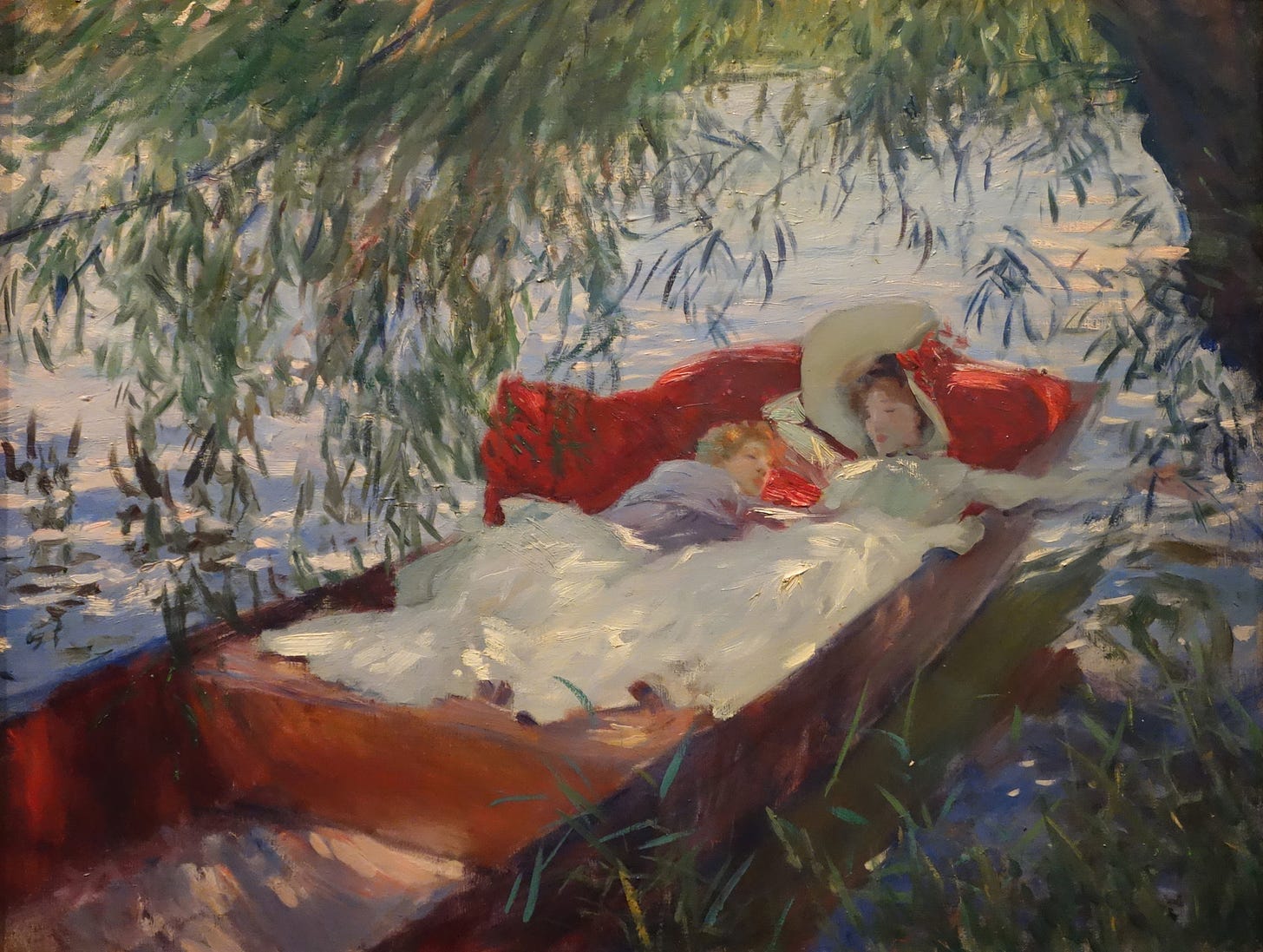 Lady and Child Asleep in a Punt under the Willows (1887)