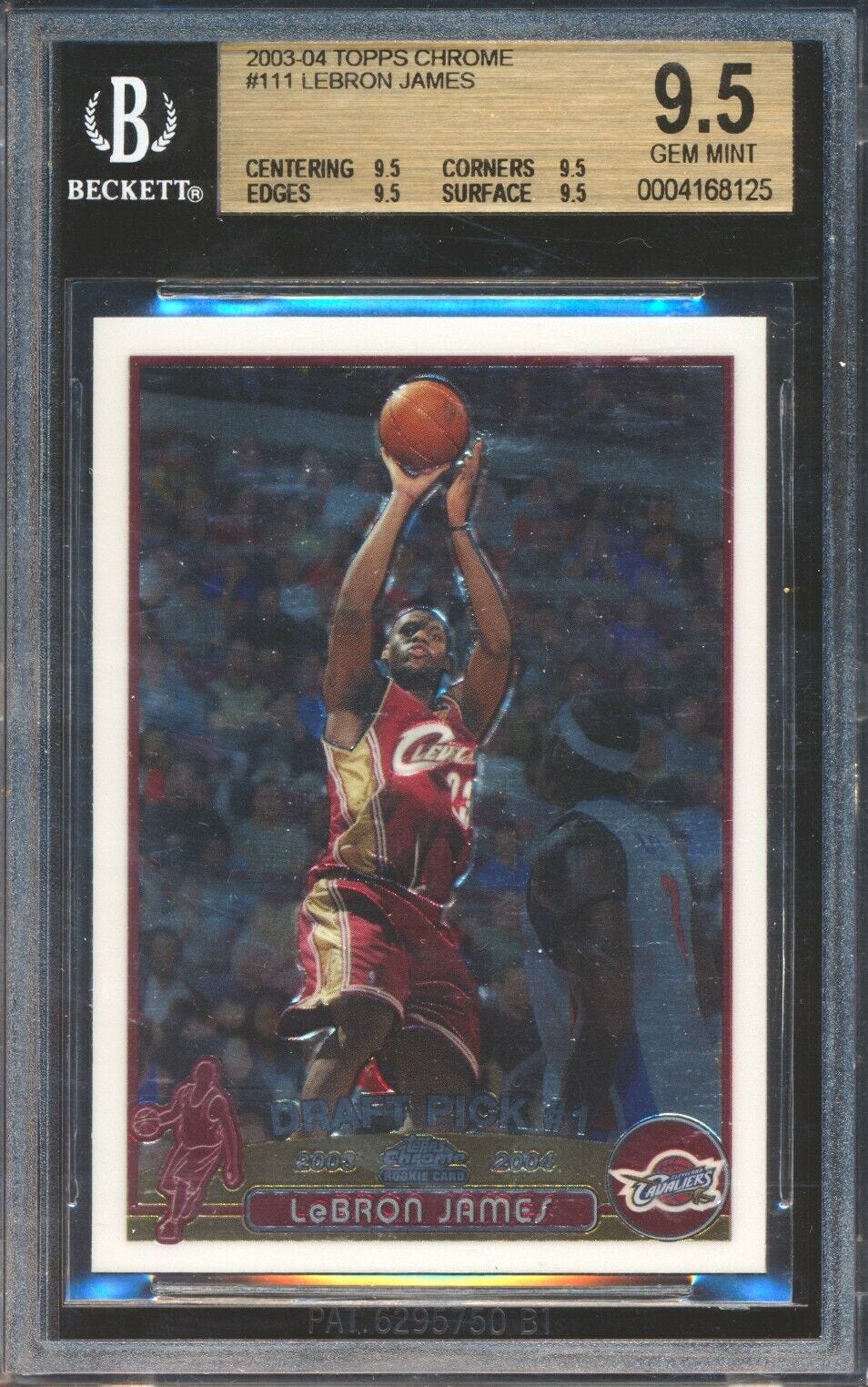 Image 1 - LeBron-James-2003-04-Topps-Chrome-111-Iconic-RC-Rookie-BGS-9-5-TRUE-GEM-PSA