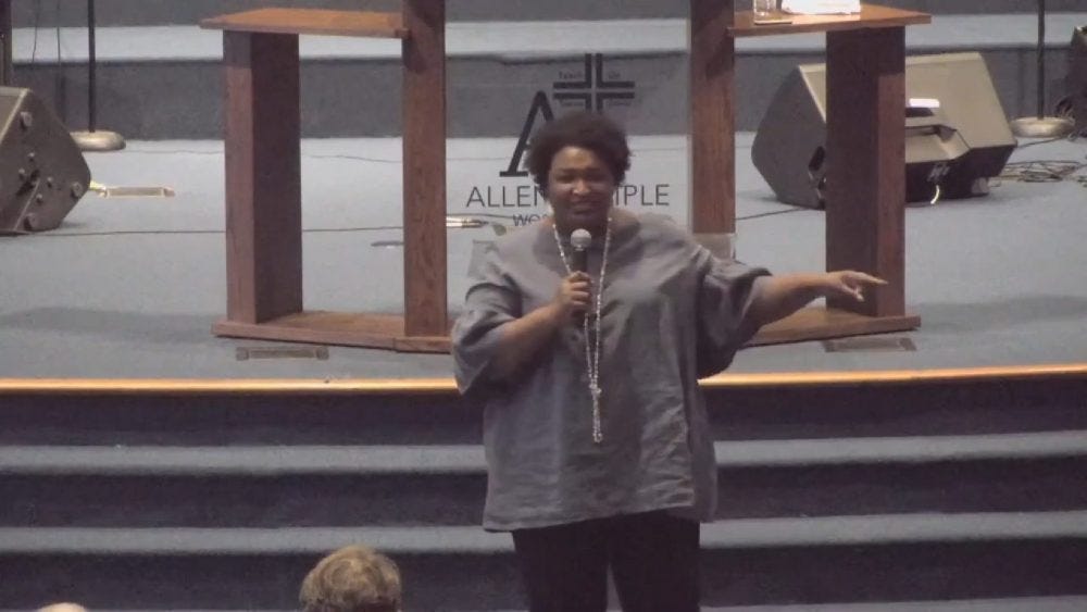 Stace Abrams Preaches Pro-Abortion Sermon While Campaigning at Georgia Church