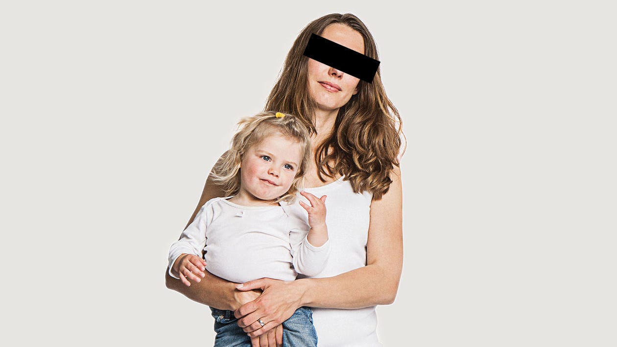 Anonymous woman with toddler