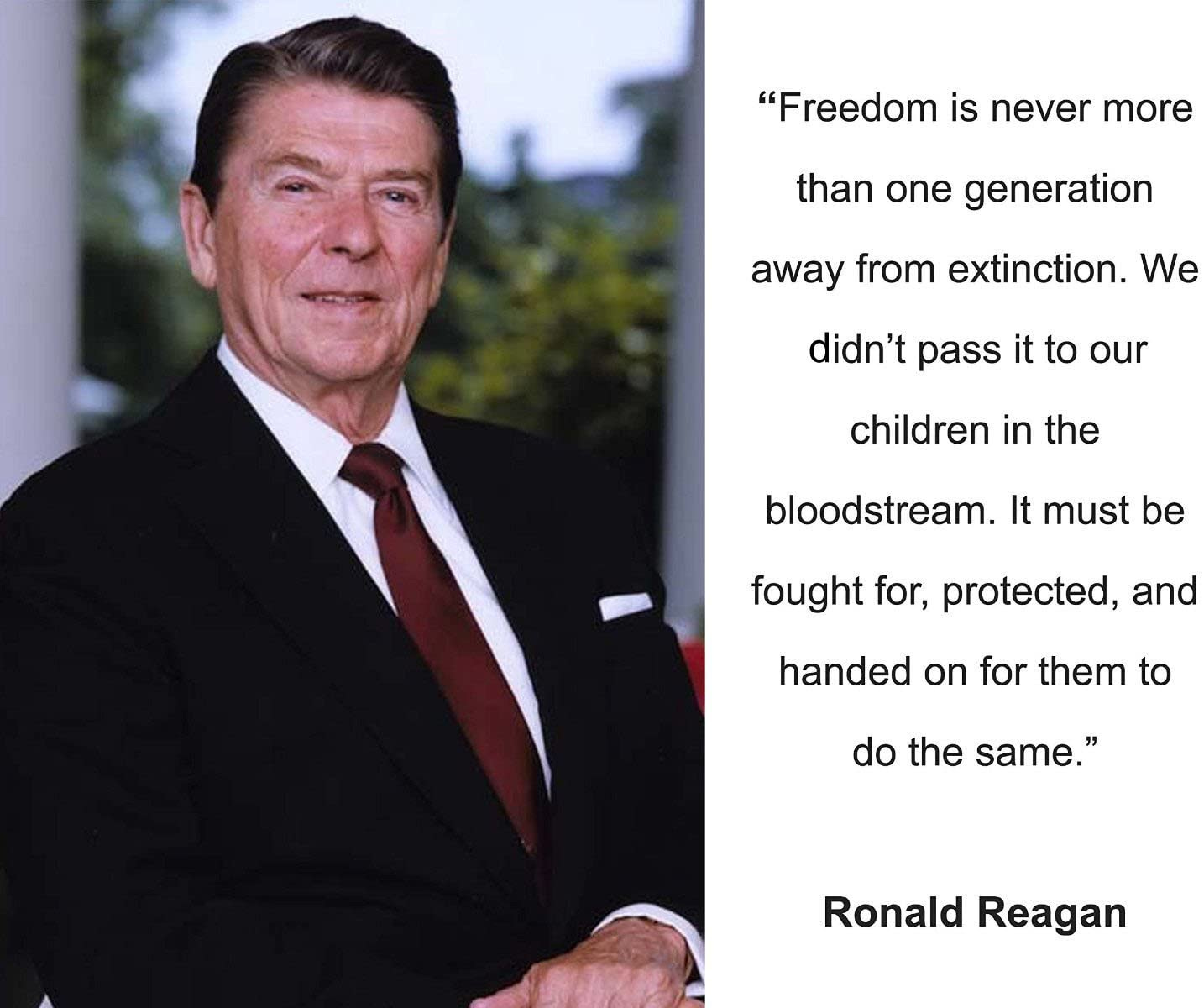 Amazon.com: Ronald Reagan Freedom is Never Quote 8x10 Photo: Photographs