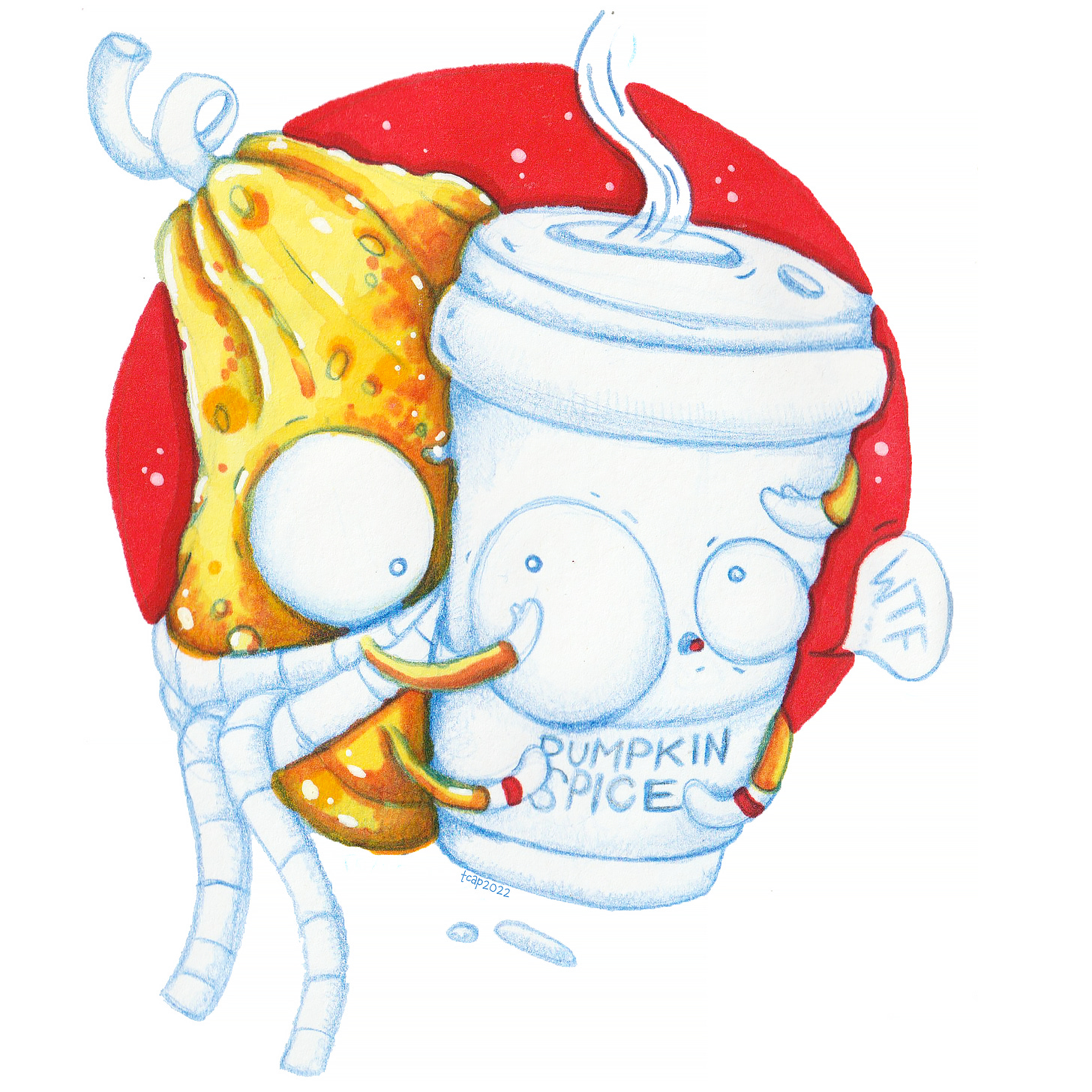 funny cute pumpkin spice coffee cup by twocatsandpossum