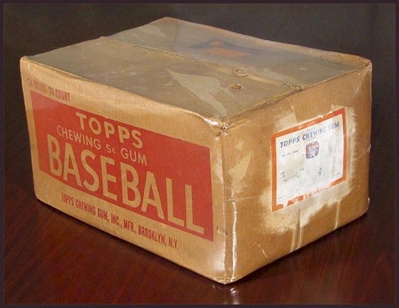 Cardboard box of 1952 Topps baseball cards