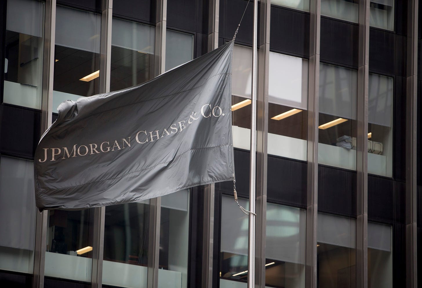 A flag with the JPMorgan Chase &amp; Co. logo flies&nbsp;in New York.