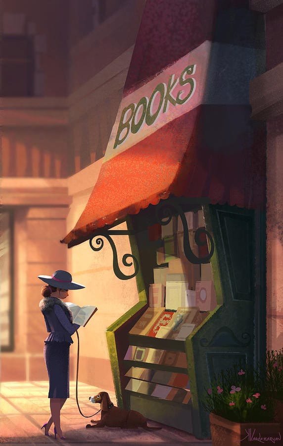 Bookstore Painting - The Bookstore by Kristina Vardazaryan