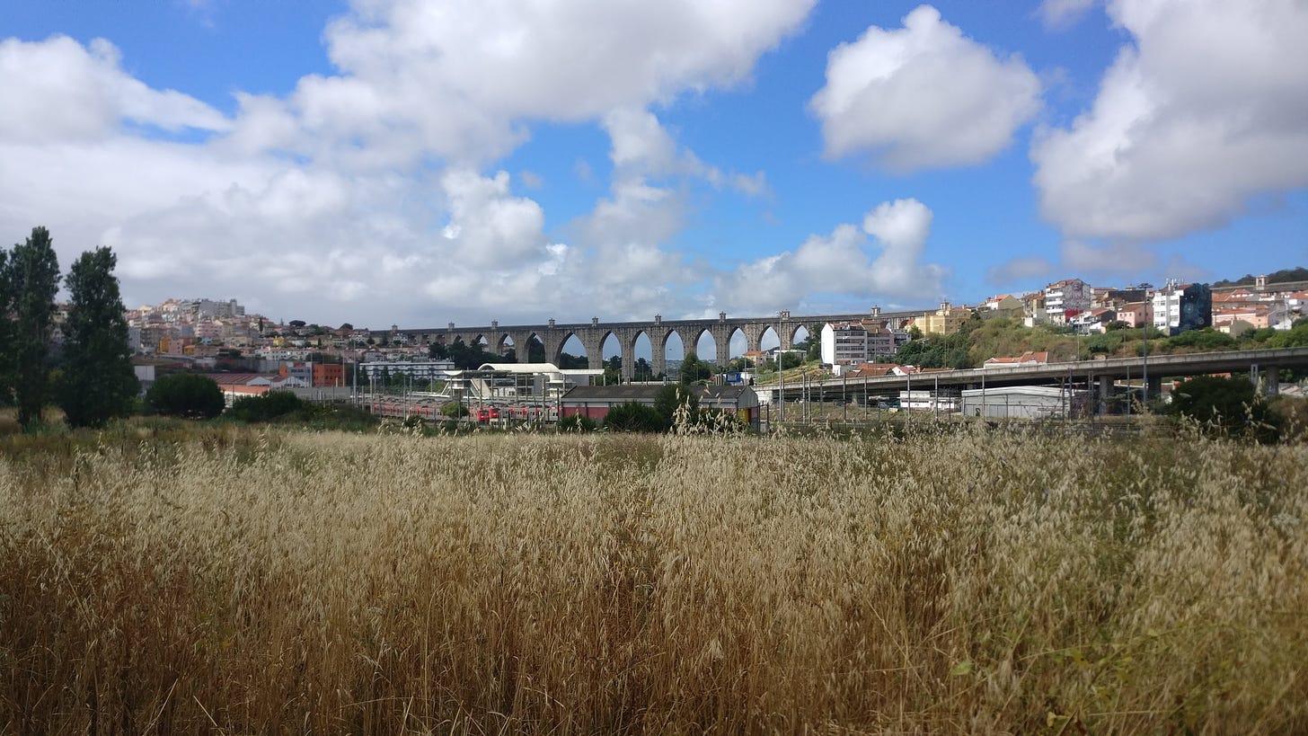 Lisbon's aqueduct as viewed from Quinta do Zé Pinto