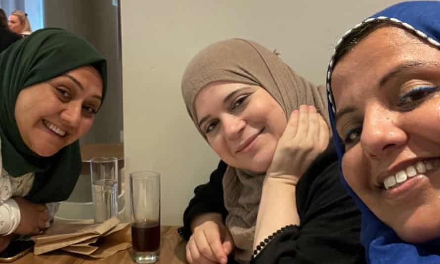 Three ‘hijabis’ Huda, Amna and Shaista watching the England match