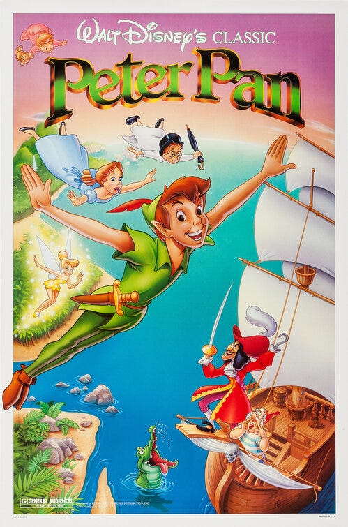 1989 theatrical re-release poster for Peter Pan