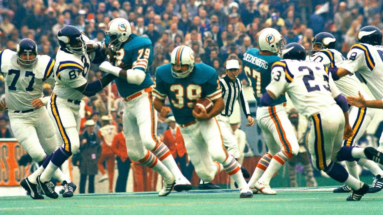 Super Bowl 8: Miami's Larry Csonka muscled his way for 145 yards. Bob  Griese played a low-risk pass… | Minnesota vikings football, Vikings  football, Super bowl wins