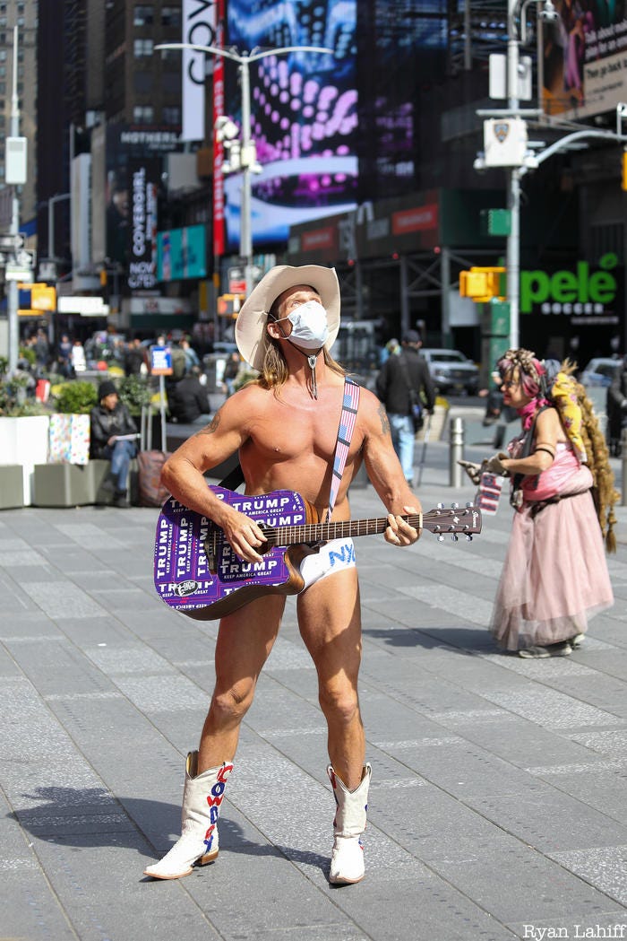 Naked Cowboy Still Singing in Times Square (With Face Mask) - Untapped New  York