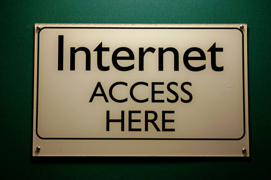 Internet Access Here Sign