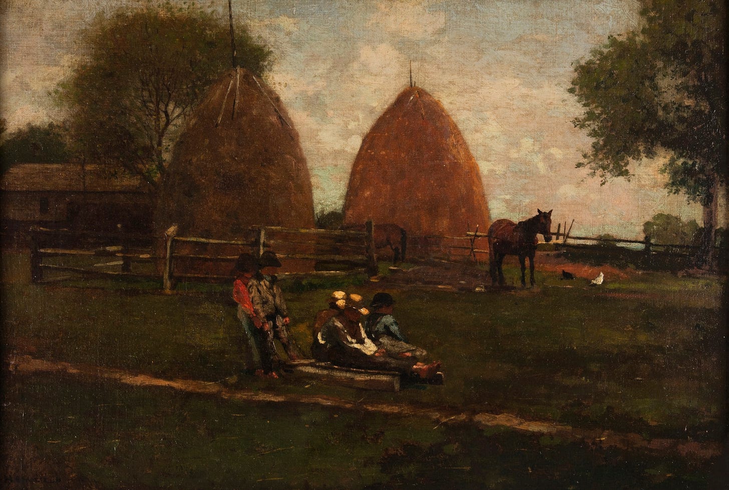 Haystacks and Children (1874)