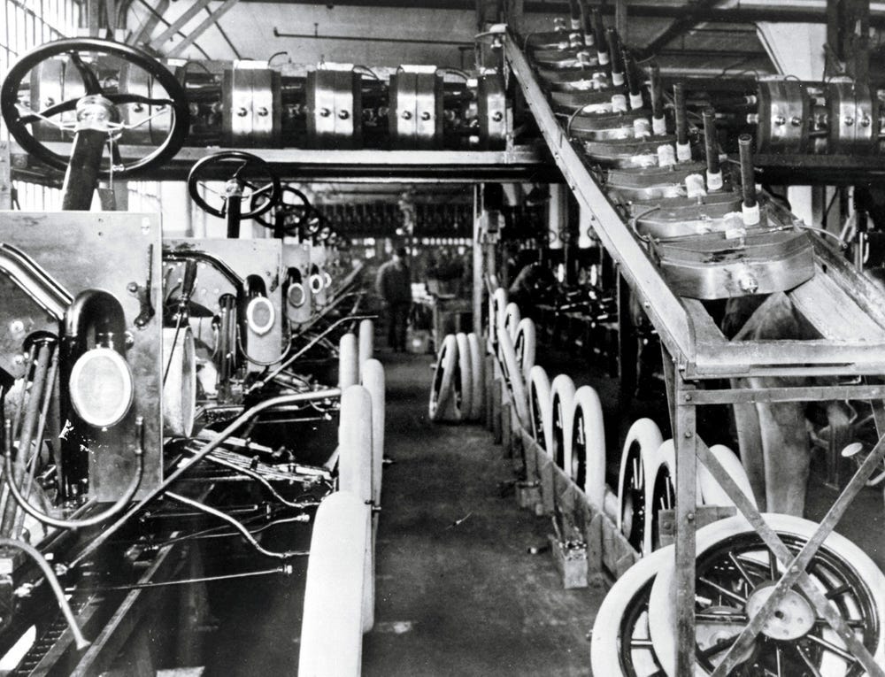 Photos of the Ford Assembly Line in 1913