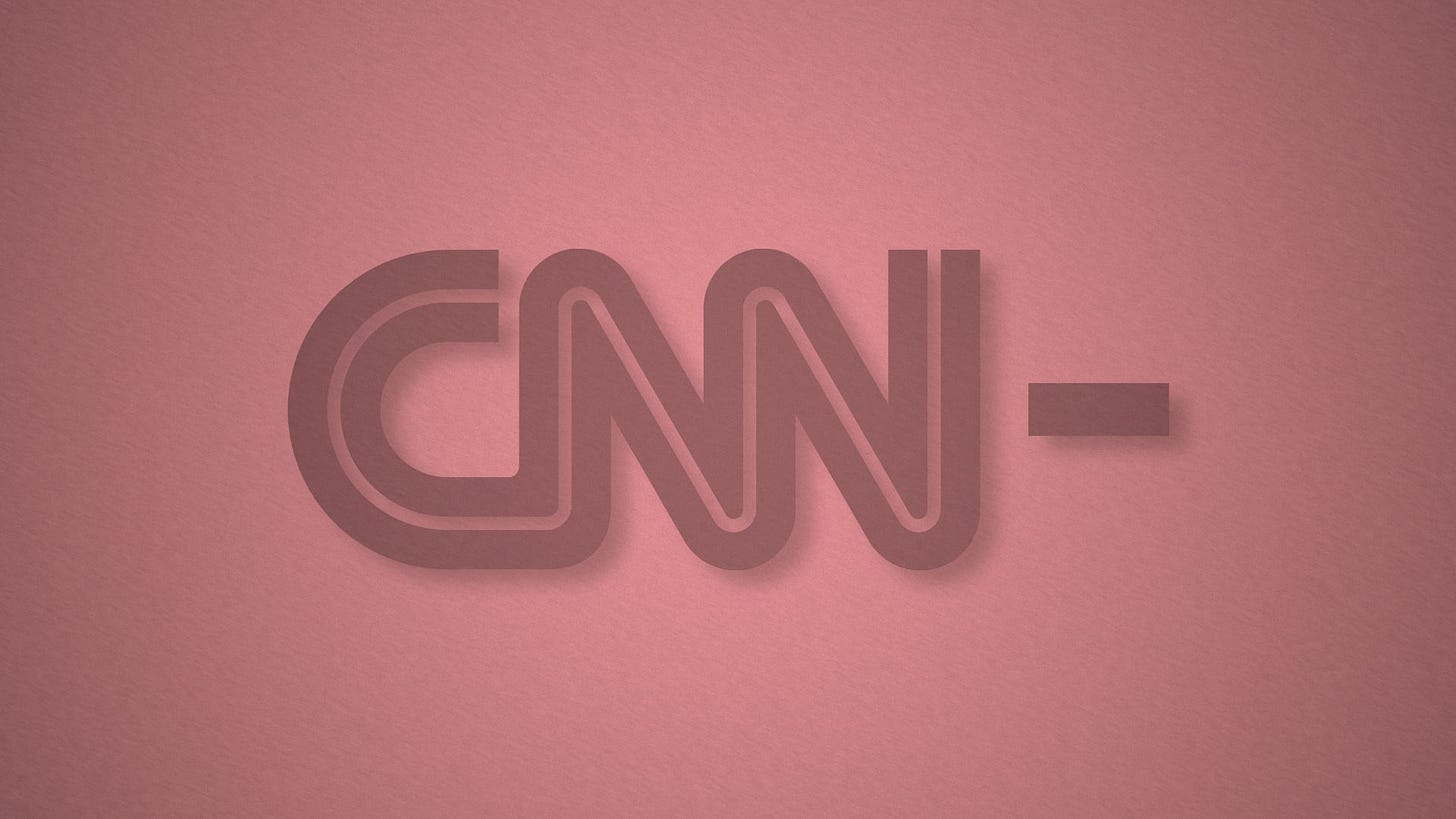 Illustration of the CNN+ logo with a minus replacing the plus sign.