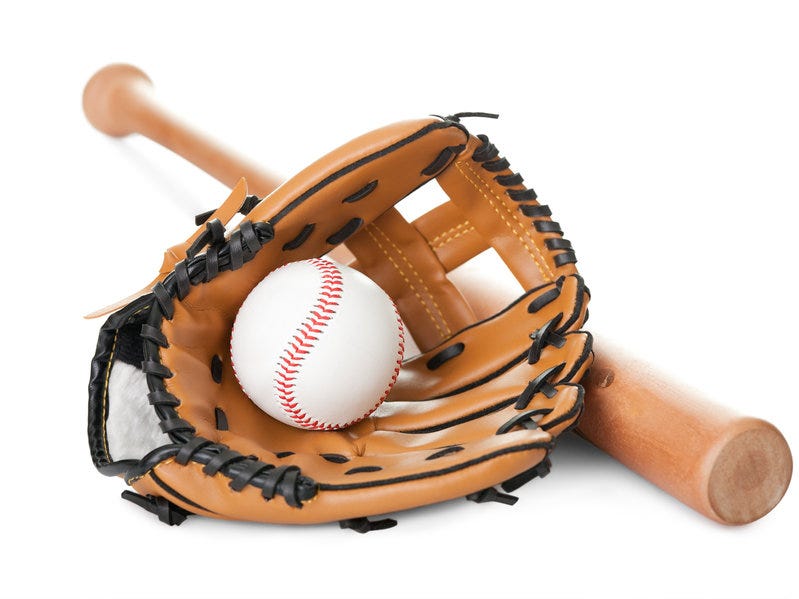 Baseball glove and bat