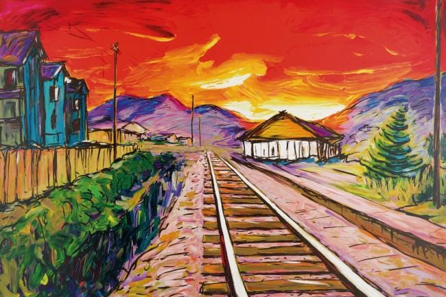 Dylan Train Tracks Painting