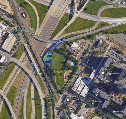 Engineering sketch of Cedar-Riverside Wye Junction.