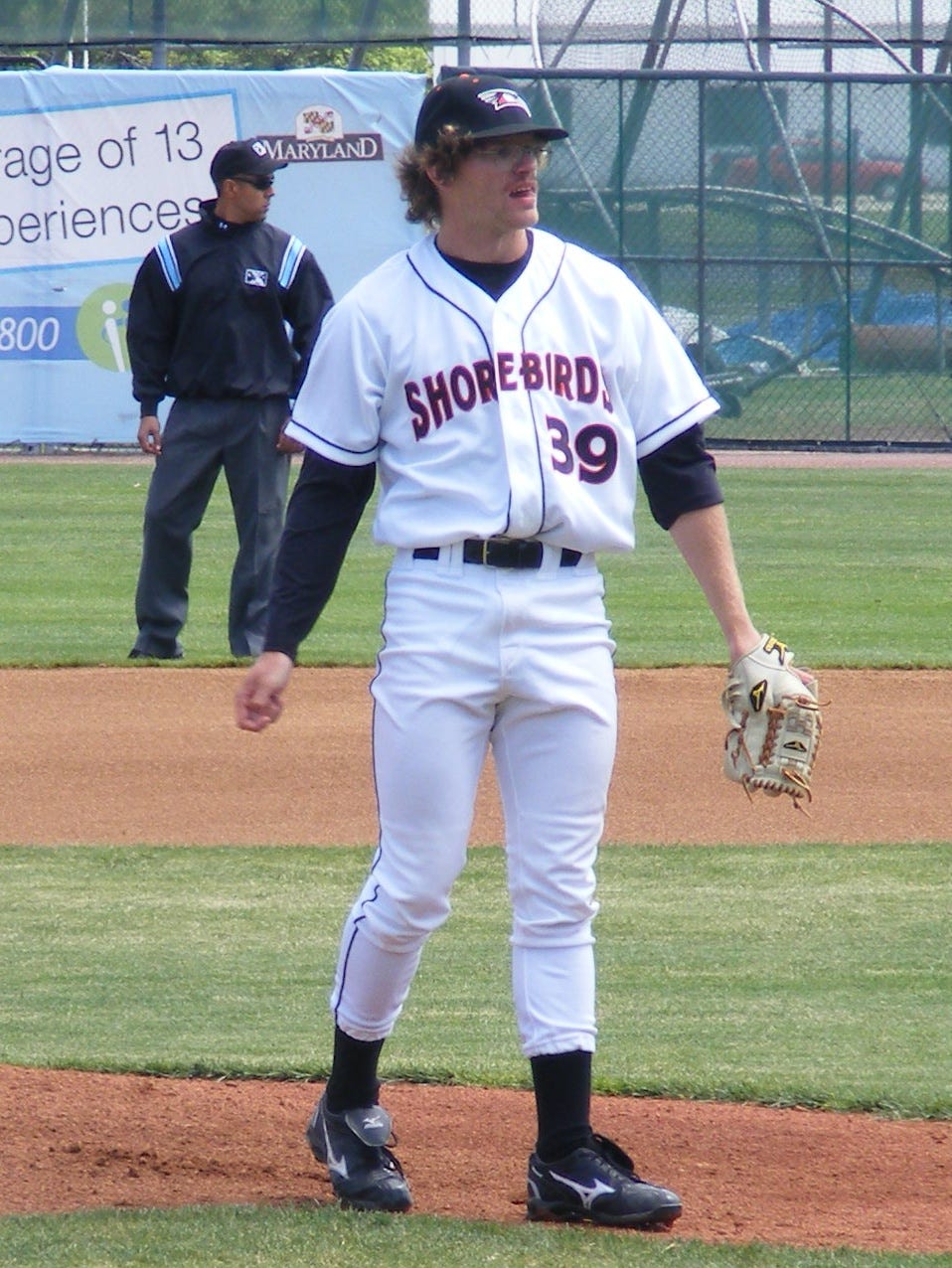 Ryan Berry warms up before his April 18 start against Hagerstown. It turned out to be a rough beginning as he allowed 4 runs in the opening frame but Ryan settled down to pitch 6 innings in an extra-inning 9-7 loss.