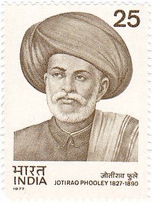 A postal stamp commemorating Jotirao Phule