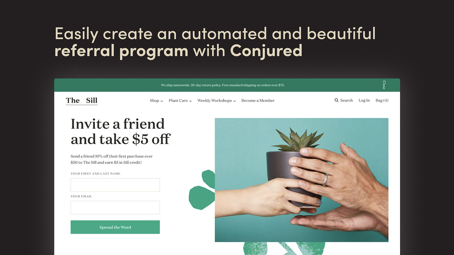 Easily create and automated and beautiful referral program with conjured referrals