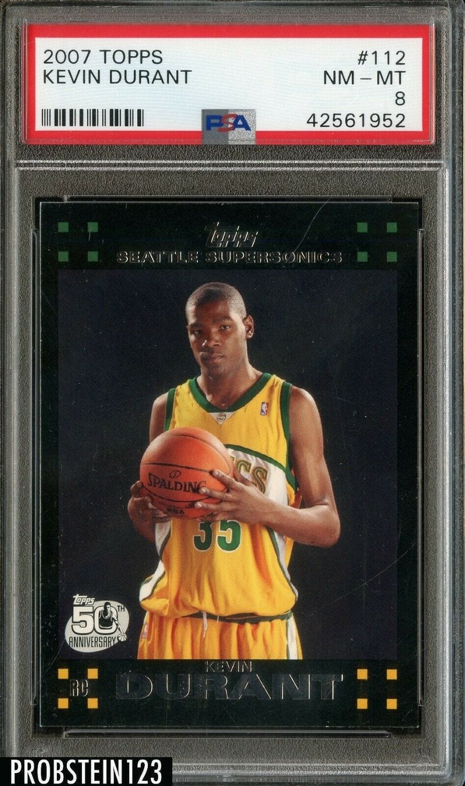 Image 1 - 2007-08-Topps-112-Kevin-Durant-Supersonics-RC-Rookie-PSA-8-NM-MT