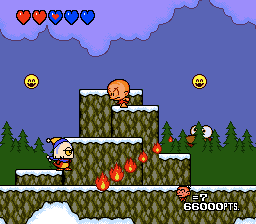 A screenshot from Bonk's Revenge, featuring the collectible Smiley faces