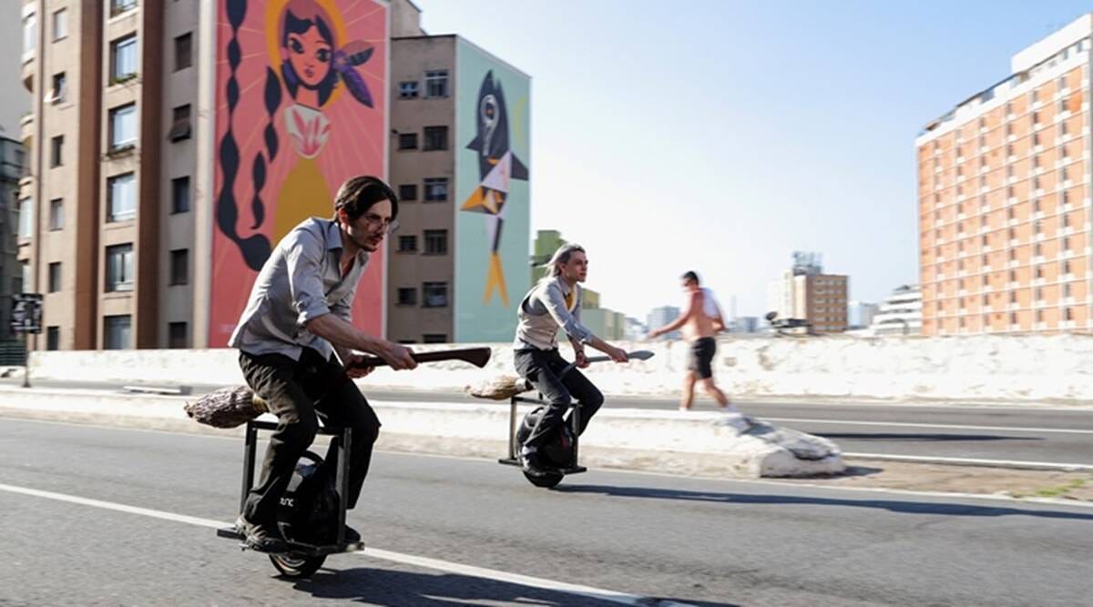 Brazil, broomstick scooter, harry potter inspired scooter, Brazilian duo, Motorised brook stick scooter, Harry Potter series, harry potter inspire broomstick scooter, broom stick scooter viral video, Indian express news,