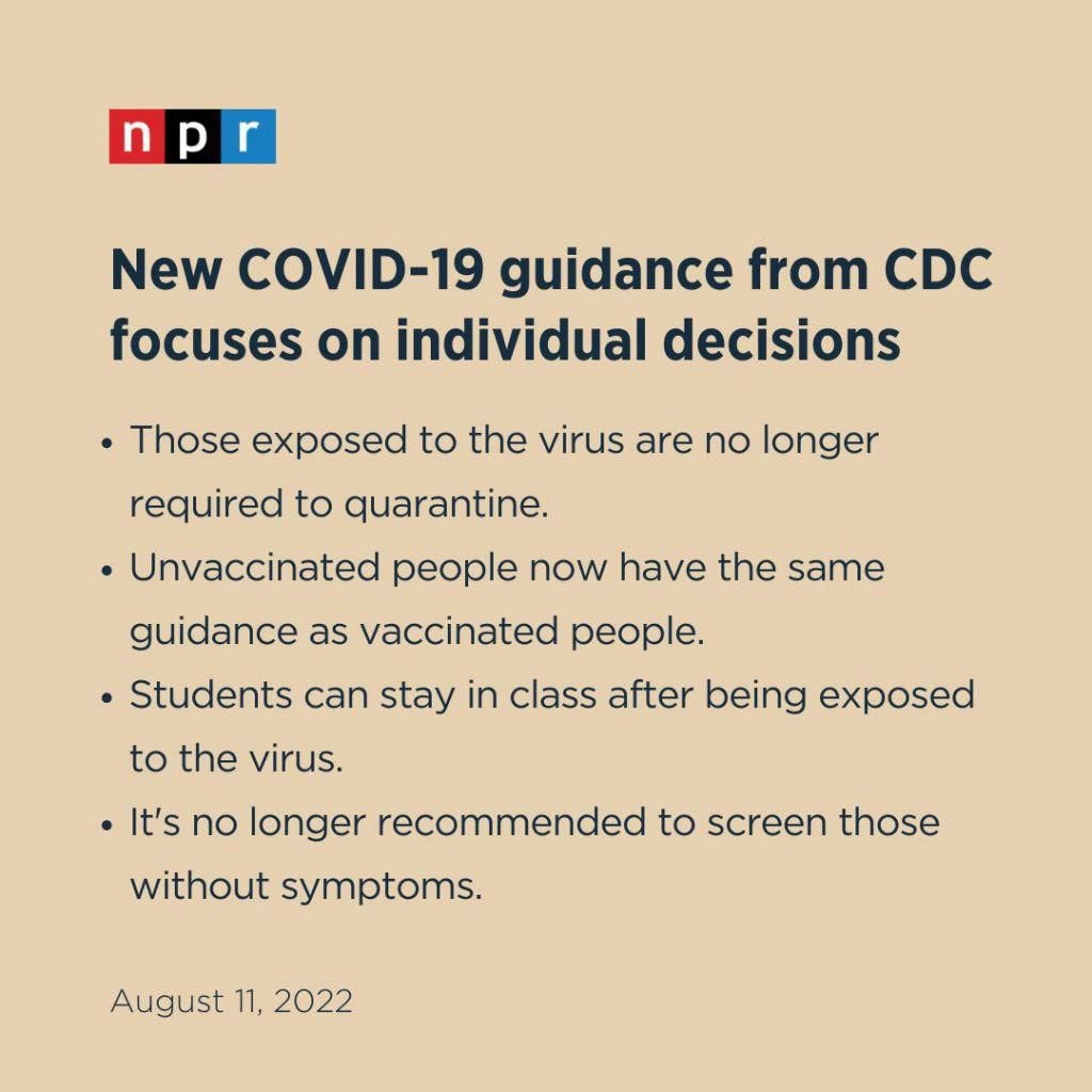 NPR: New COVID-19 Guidance from CDC Focuses on Individual Decisions