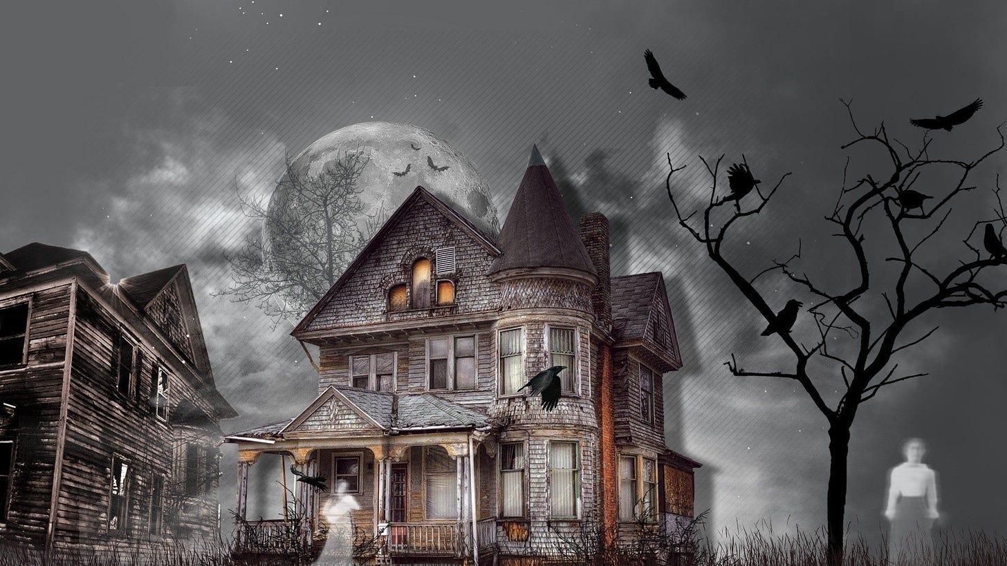 gray and brown haunted house #Dark #Ghost #Halloween Haunted House #Holiday  #Raven #Tree #1080P #wallpaper #hdwall… | Haunted house, Wallpaper  backgrounds, Haunting