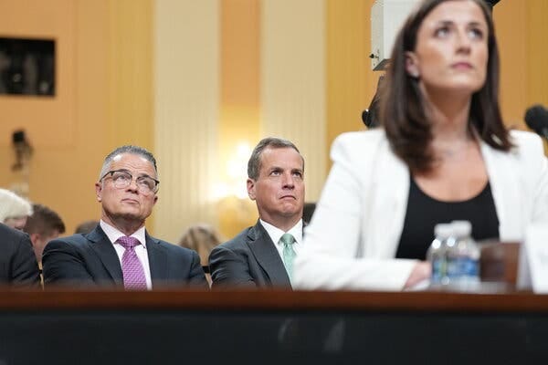 Jody Hunt, left, was hired by Cassidy Hutchinson after she fired a lawyer recommended to her by two of former President Donald J. Trump’s former aides