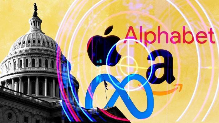FT montage of the US Capitol building with the logos of Apple, Alphabet, Amazon and Meta
