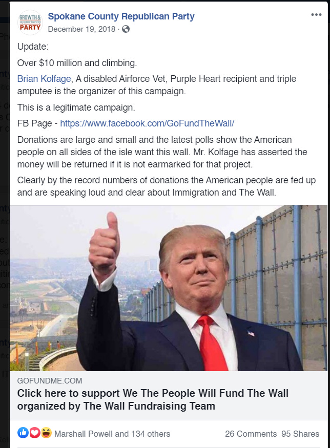 The organizers of this campaign were later charged with defrauding hundreds of thousands of donors. - FACEBOOK SCREENSHOT