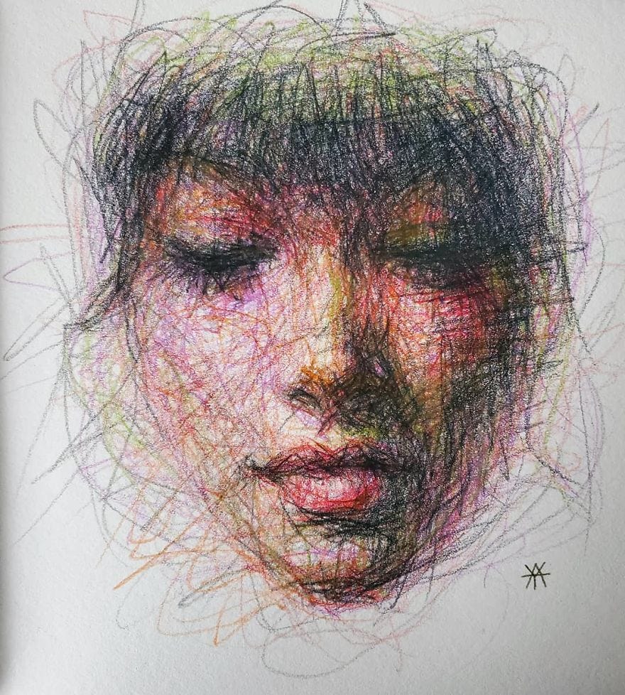 Self-Taught Artist Makes Amazing Female Portraits Based On Doodles