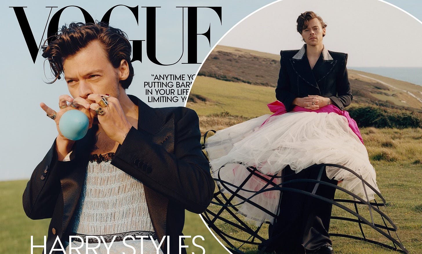 Harry Styles wears dress as FIRST male cover star of US Vogue | Daily Mail  Online