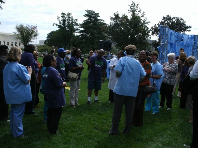 A heavy union presence at a pro-Obamacare rally - say it ain't so. At least no punches were thrown that I'm aware of.