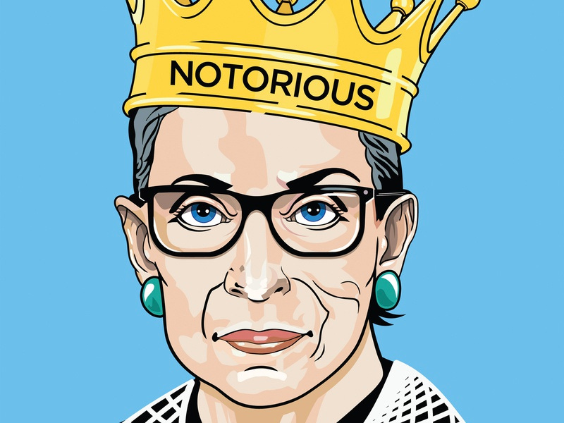 The Notorious RBG legal flat color female ruth bader ginsburg rbg notorious rbg 2018 portrait illustration portrait painting political vector digital illustration