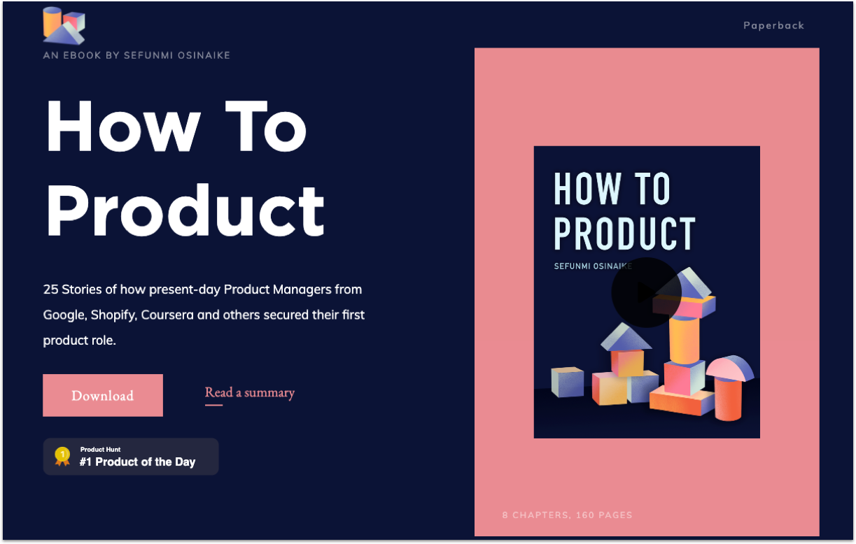 How to Product's landing page