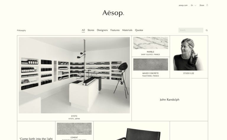 Aesop — Taxonomy of Design — Siteinspire