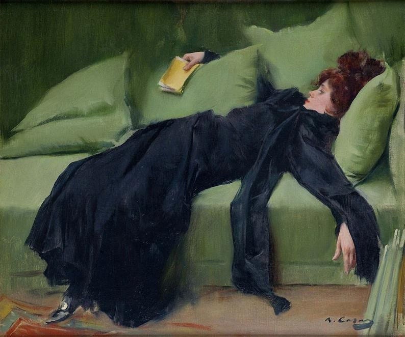 Painting of a woman reclining.