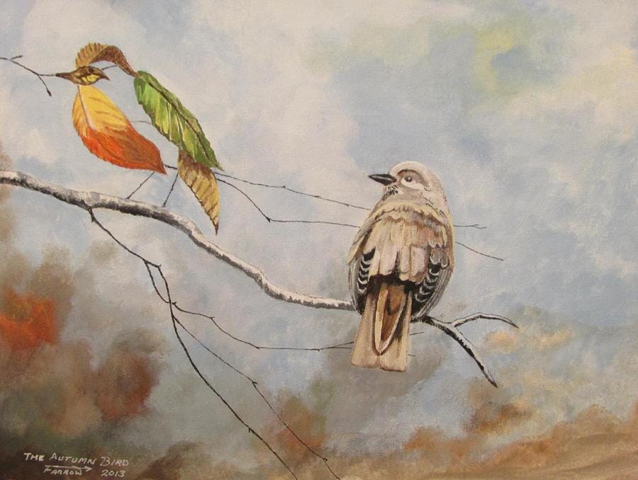 Birds Painting - The Autumn Bird by Dave Farrow